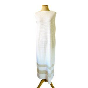 Lafayette 148 New Womens XL York Sleeveless White Striped Maxi Dress Lightweight